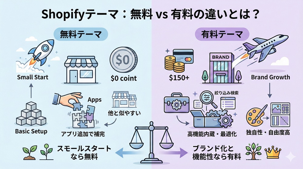Shopifyでおすすめの無料と有料テーマの違いとは？