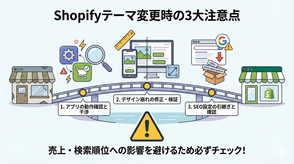 Shopifyでテーマを変更する際の注意点とは？
