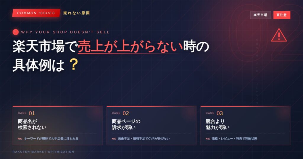 楽天市場で売上が上がらない時の具体例は？