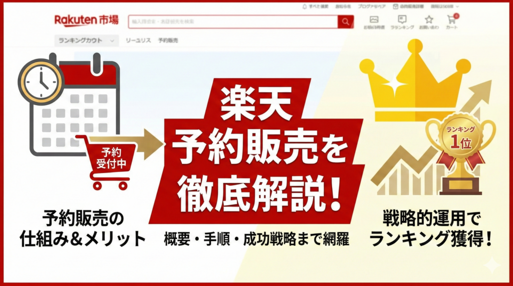 【2026年最新】楽天の予約販売とは？概要からメリット・デメリット、ランキング獲得のための予約販売手順を解説！