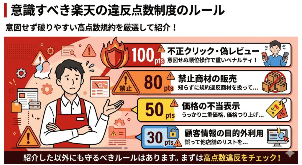 意識すべき楽天の違反点数制度のルール