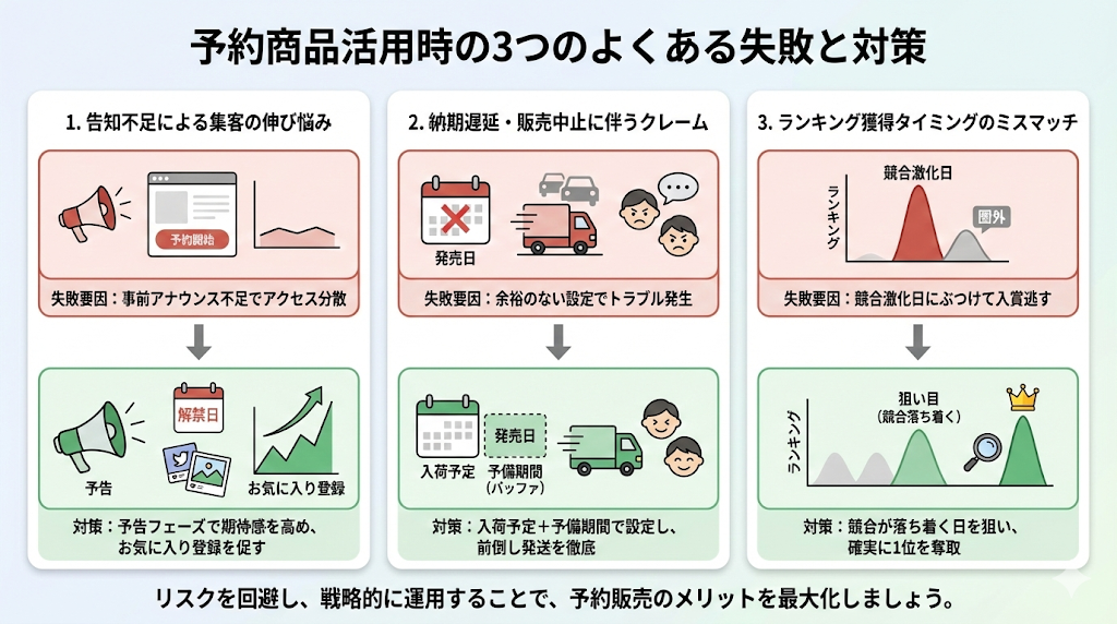 予約商品活用時の3つのよくある失敗と対策