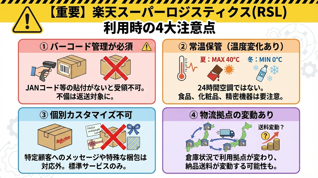 楽天スーパーロジスティクス(RSL)を利用するにあたっての注意点