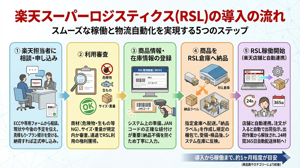 楽天スーパーロジスティクス(RSL)の導入の流れ