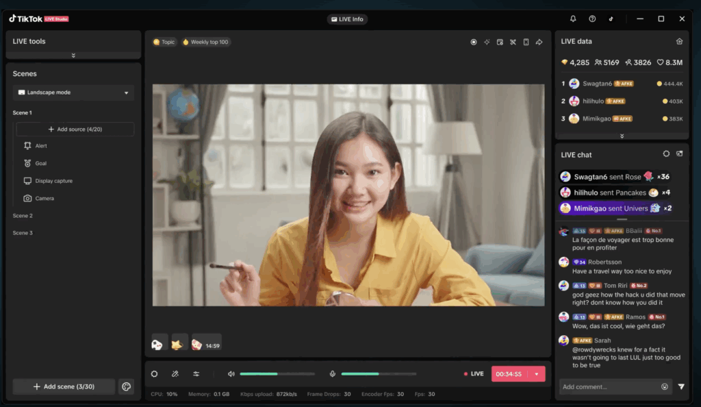 TikTok ライブ配信