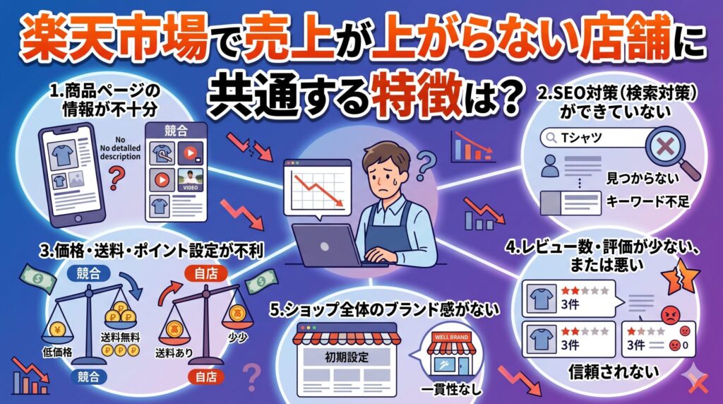 楽天市場で売上が上がらない店舗に共通する特徴は？
