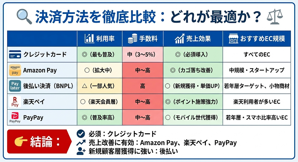 決済方法を徹底比較:どれが最適か?
