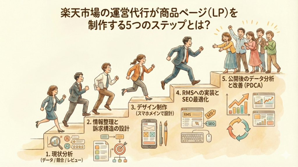 楽天市場の運営代行が商品ページ（LP）を制作する5つのステップとは？