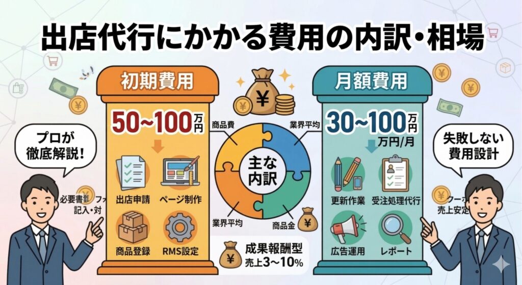楽天市場の出店代行にかかる費用の内訳・相場は？