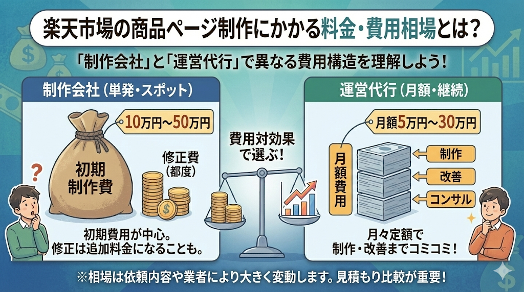 楽天市場の商品ページ制作にかかる料金・費用相場とは？