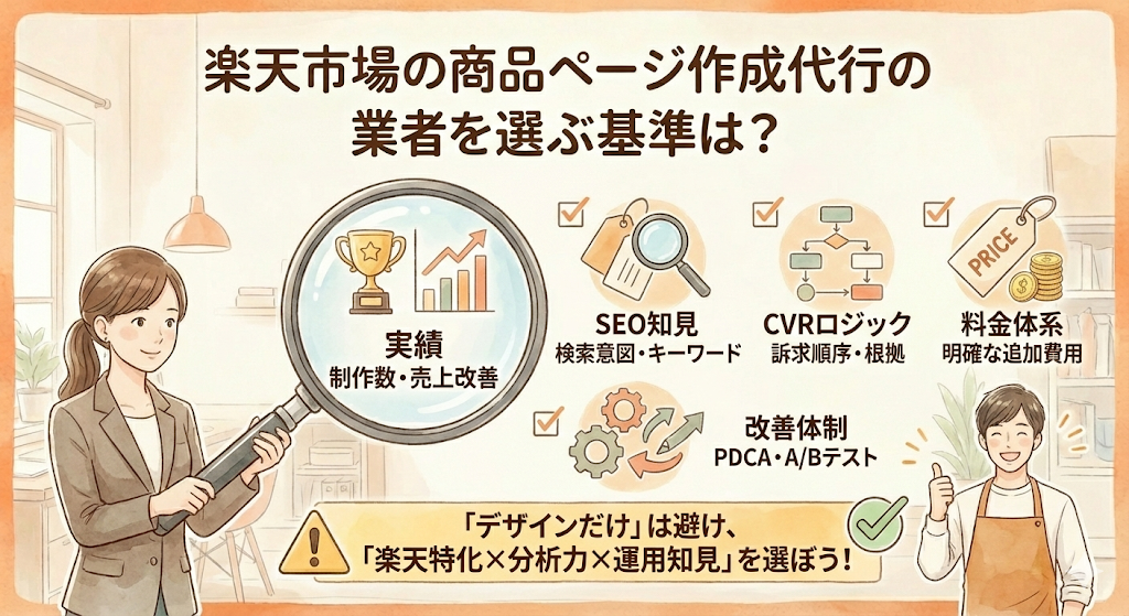 楽天市場の商品ページ作成代行の業者を選ぶ基準は？