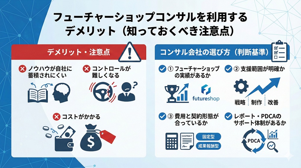 フューチャーショップコンサルを利用するデメリット（知っておくべき注意点）