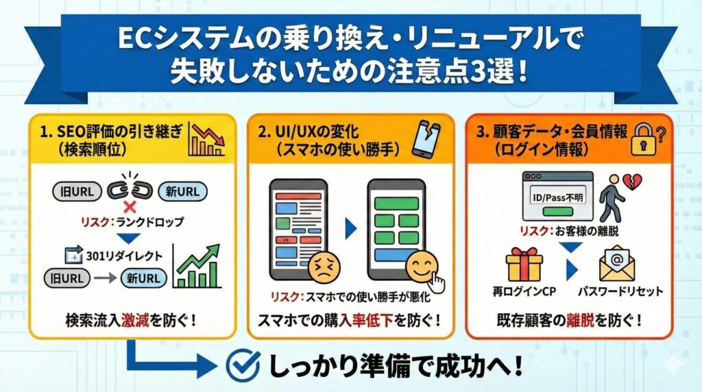 ECシステムの乗り換え・リニューアルで失敗しないための注意点3選！