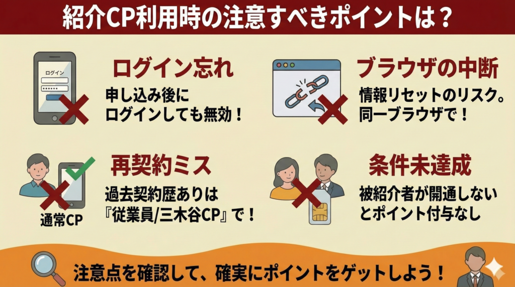紹介CP利用時の注意すべきポイントは?