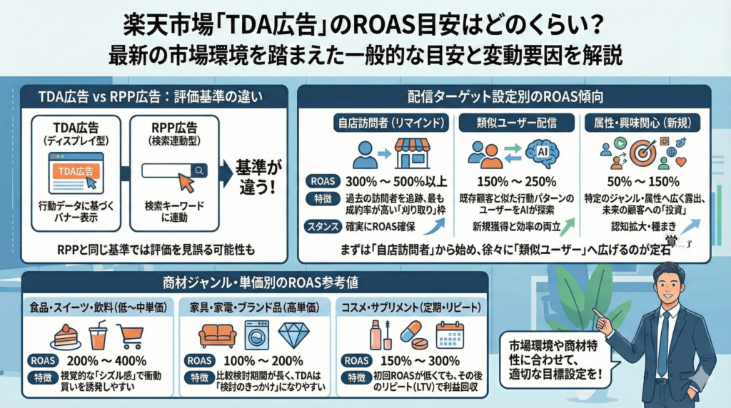 楽天市場「TDA広告」のROAS目安はどのくらい？