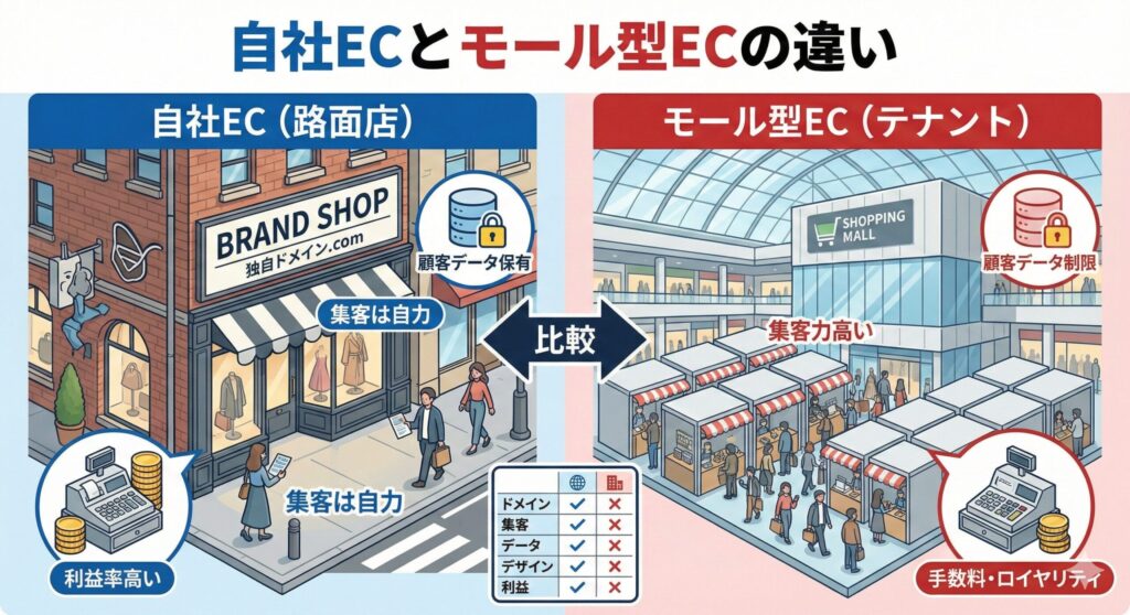 自社ECとモール型ECの違い