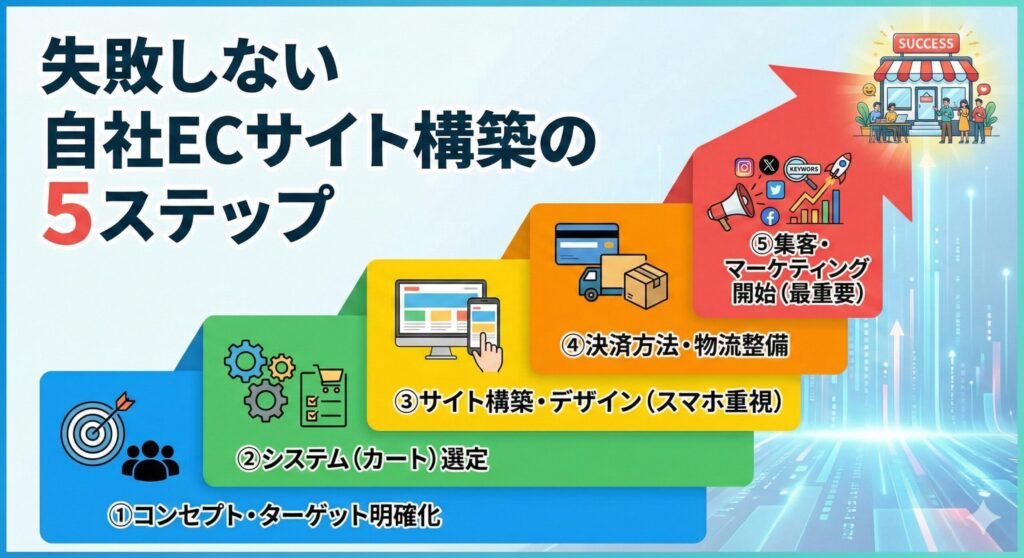失敗しない自社ECサイト構築の5ステップ