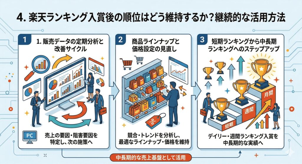楽天ランキング入賞後の順位はどう維持するか？継続的な活用方法