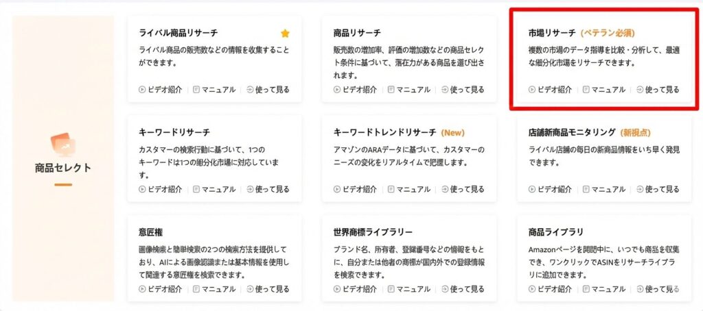 市場リサーチ機能