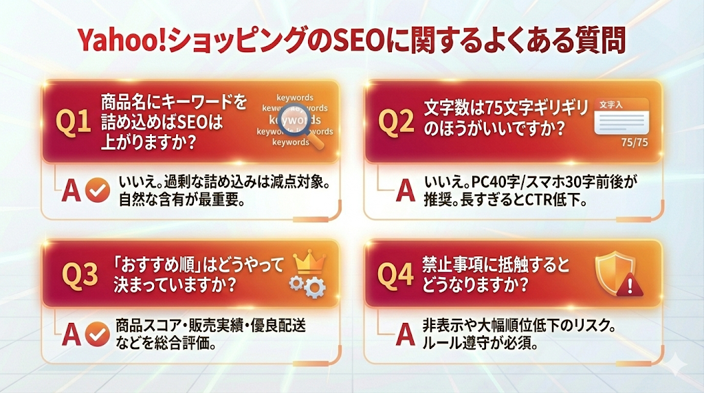 Yahoo!ショッピングのSEOに関するよくある質問