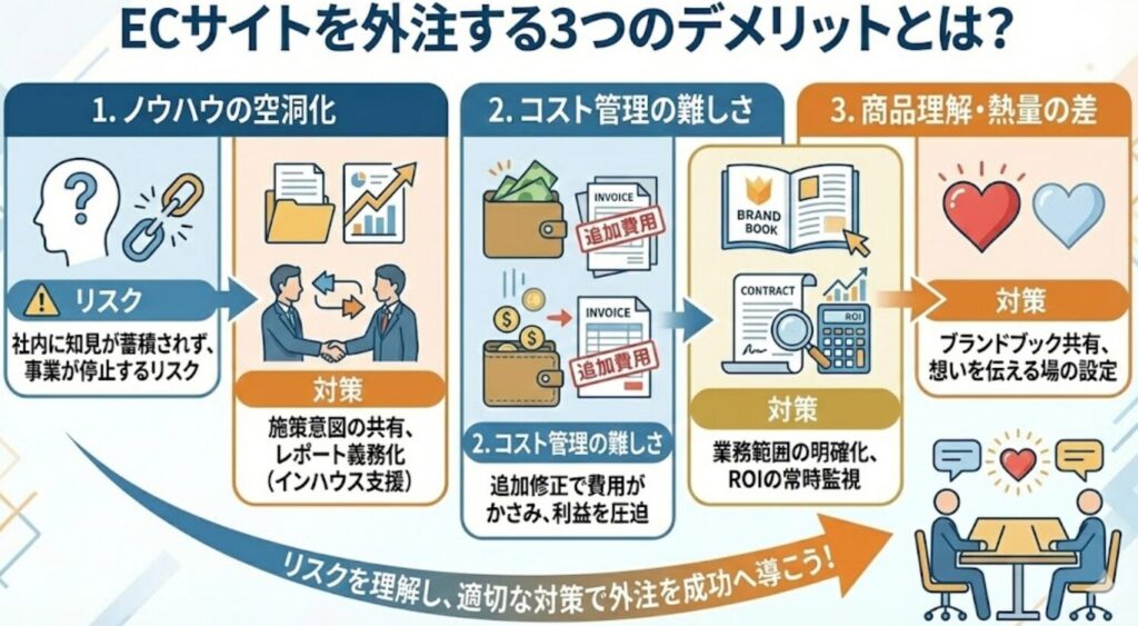 ECサイトを外注する3つのデメリットとは？