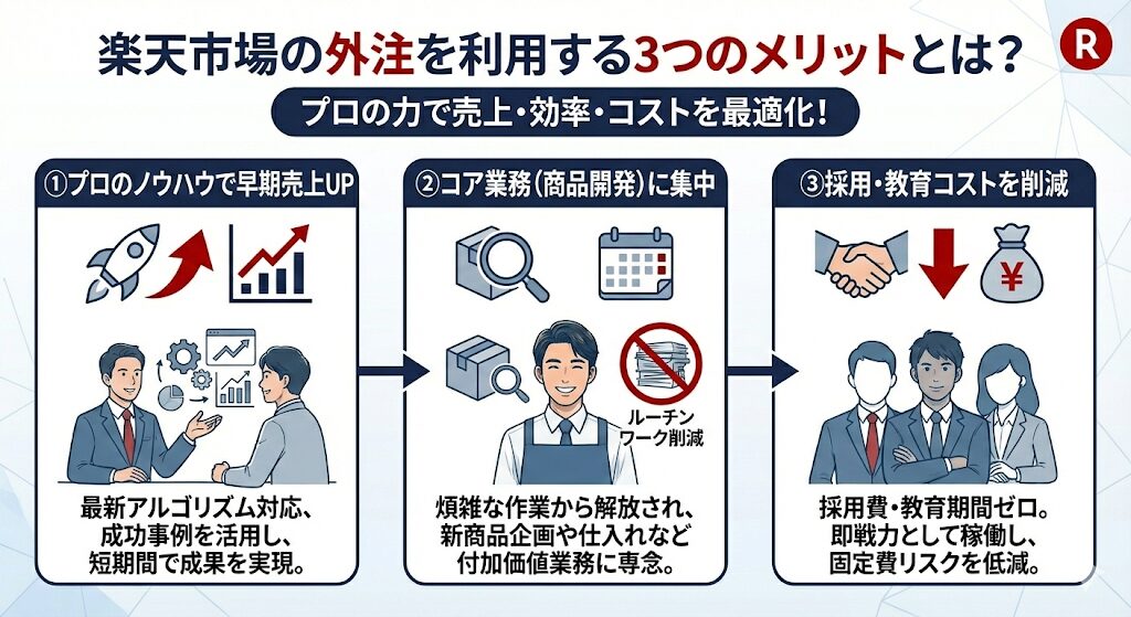 楽天市場の外注を利用する3つのメリットとは？