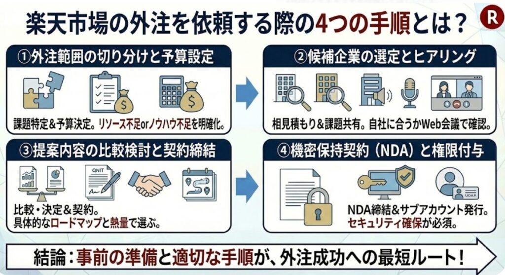 楽天市場の外注を依頼する際の4つの手順とは？