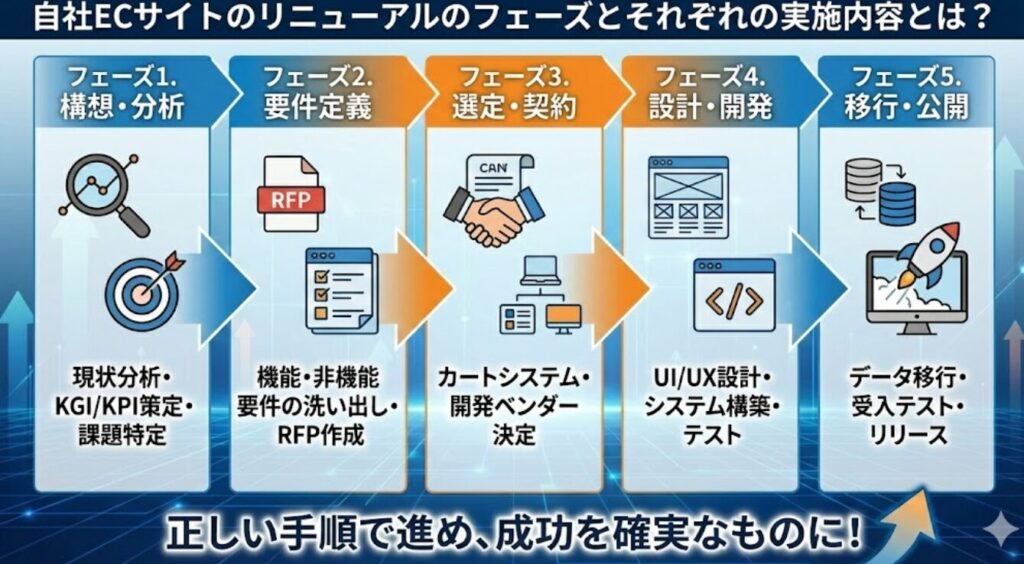 自社ECサイトのリニューアルのフェーズとそれぞれの実施内容とは?