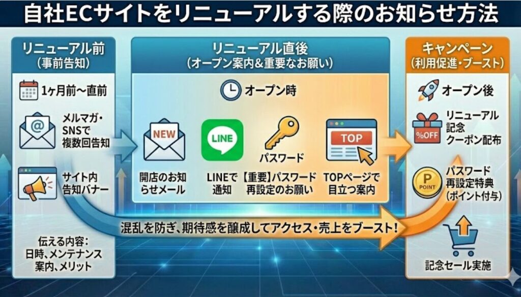 自社ECサイトをリニューアルする際のお知らせ方法