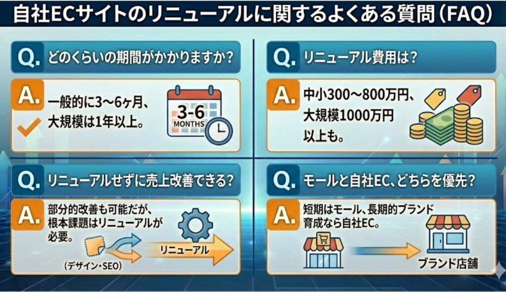 自社ECサイトのリニューアルに関するよくある質問(FAQ)