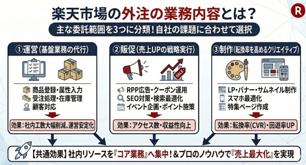 楽天市場の外注の業務内容とは？