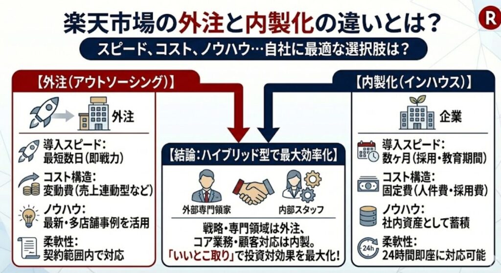 楽天市場の外注と内製化の違いとは？