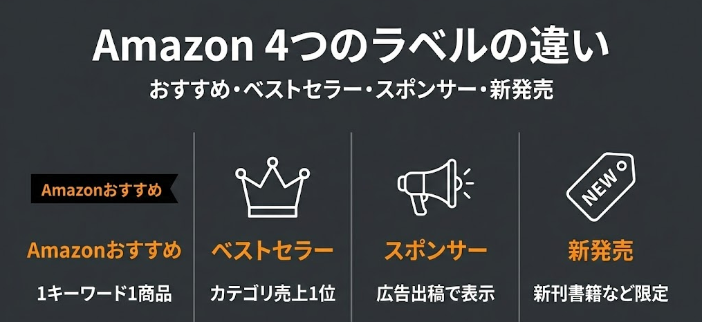 Amazonに表示される4つのラベルの違いとは?