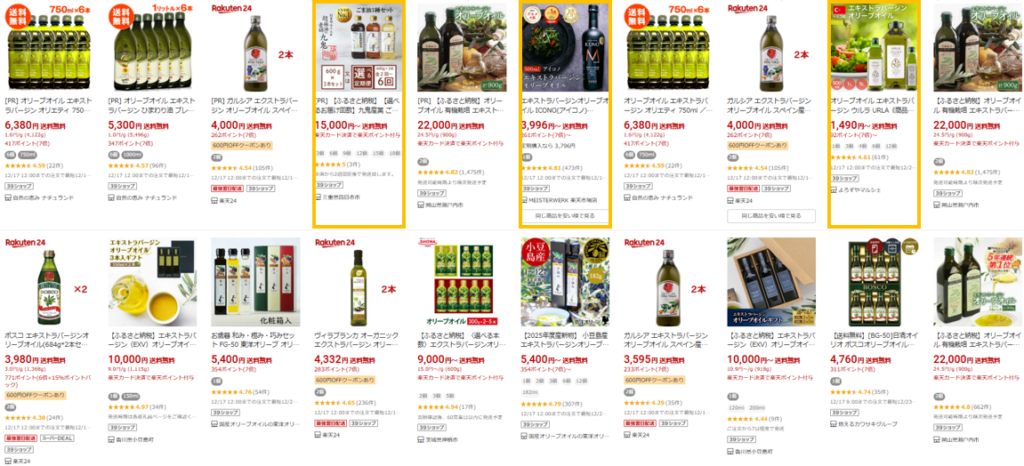 楽天の検索結果一覧での視認性の重要性