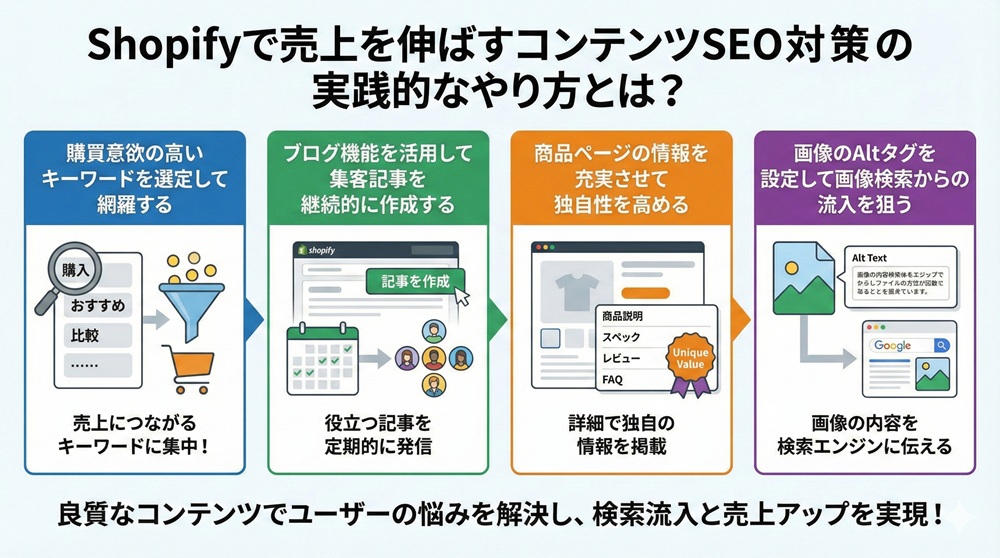 Shopifyで売上を伸ばすコンテンツSEO対策の実践的なやり方とは？