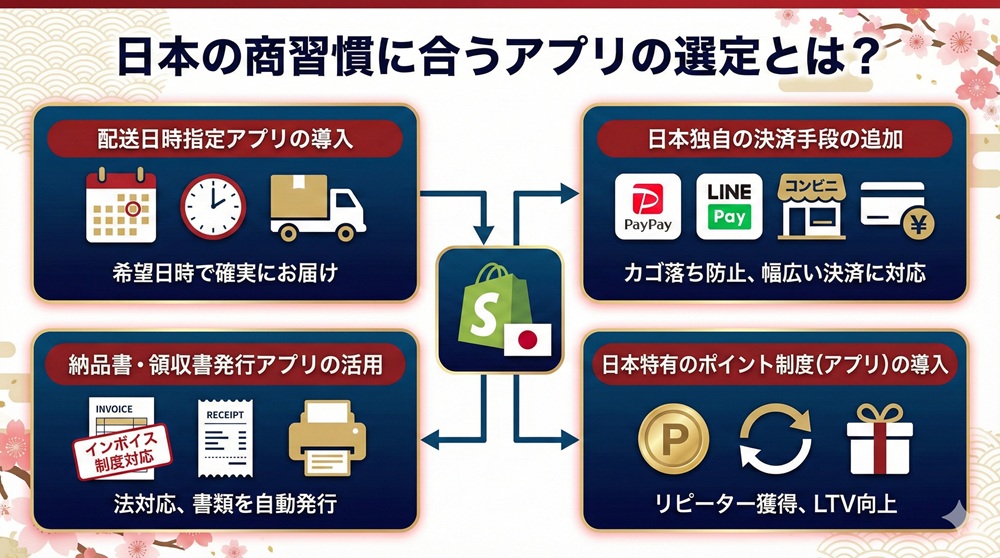 Shopify構築の手順で日本の商習慣に合うアプリの選定とは?