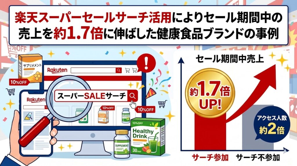 【事例紹介】楽天スーパーセールサーチ活用によりセール期間中の売上を約1.7倍に伸ばした健康食品ブランドの事例