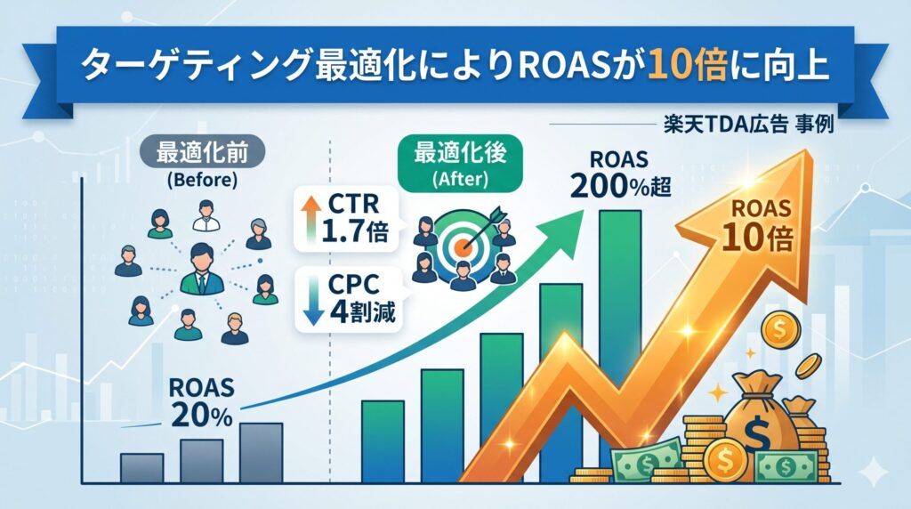 【事例紹介】楽天TDA広告のターゲティング最適化によりROASが10倍に向上