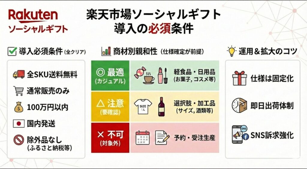 楽天市場ソーシャルギフト導入の必須条件