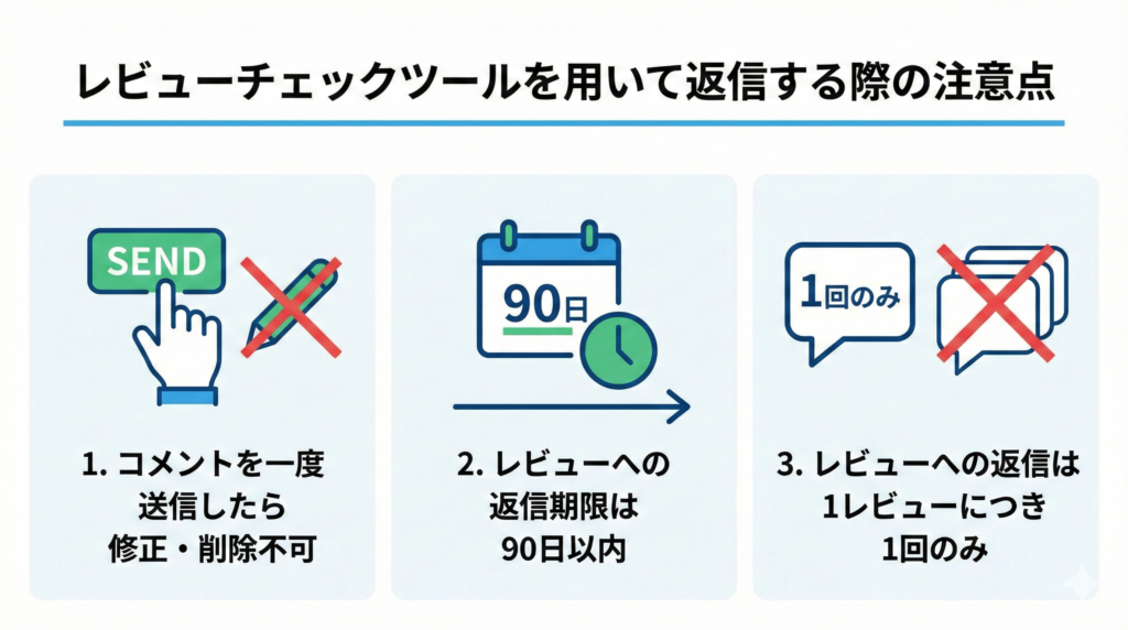 レビューチェックツールを用いて返信する際の注意点