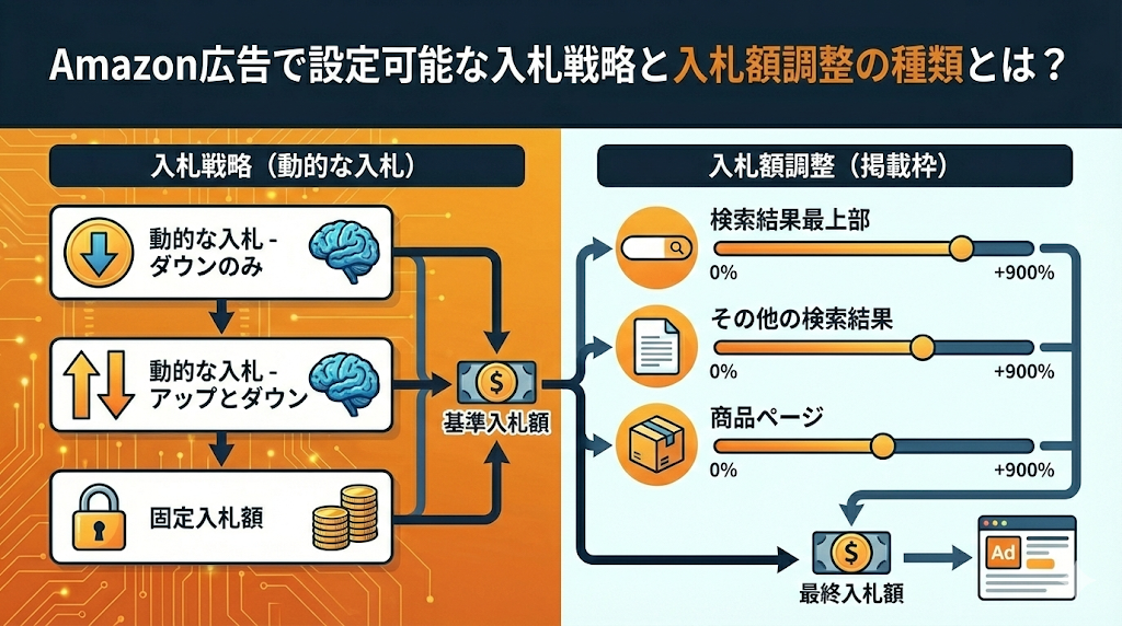 Amazon広告で設定可能な入札戦略と入札額調整の種類とは？