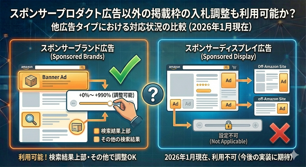 スポンサープロダクト広告以外の掲載枠の入札調整も利用可能か？