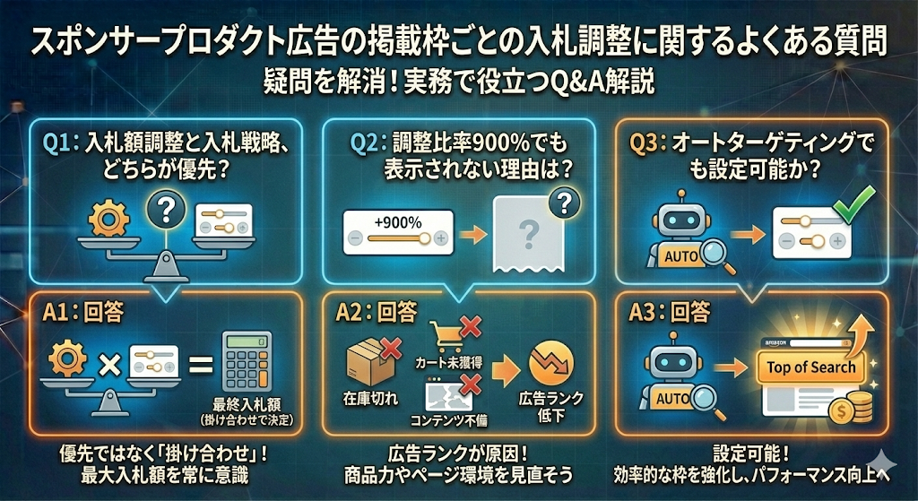 スポンサープロダクト広告の掲載枠ごとの入札調整に関するよくある質問