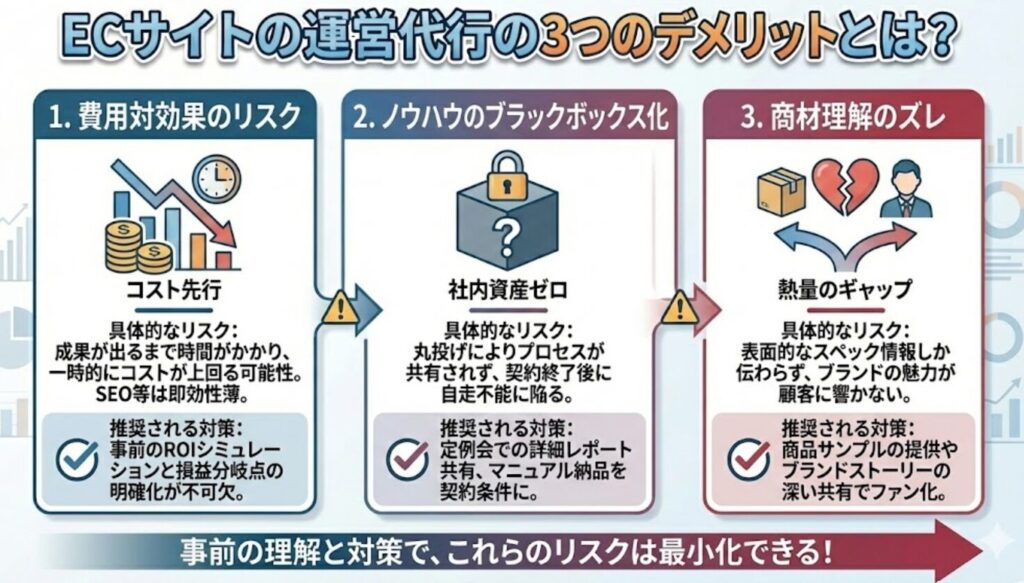ECサイトの運営代行の3つのデメリットとは?