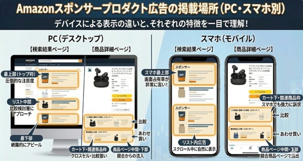 Amazonのスポンサープロダクト広告の掲載場所とは?