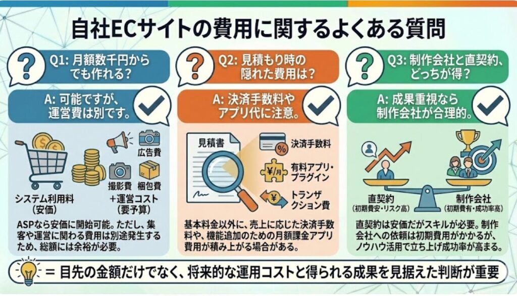 自社ECサイトの費用に関するよくある質問