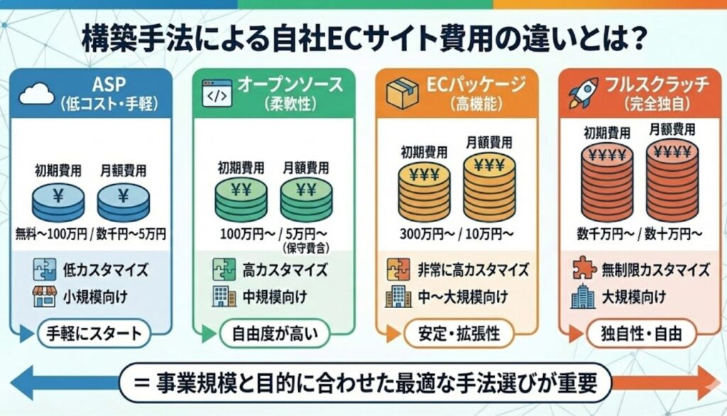 構築手法による自社ECサイト費用の違いとは？