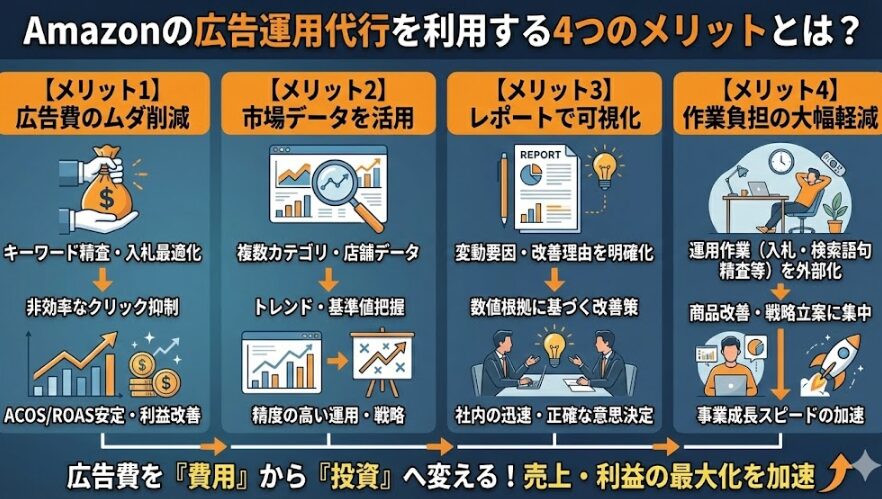 Amazonの広告運用代行を利用する4つのメリットとは？