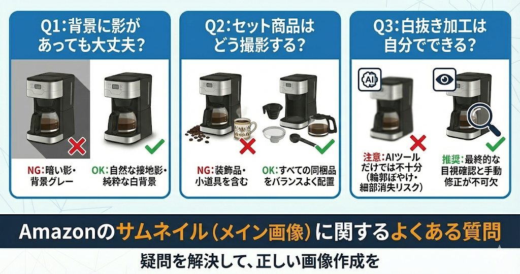 Amazonのサムネイル(メイン画像)に関するよくある質問