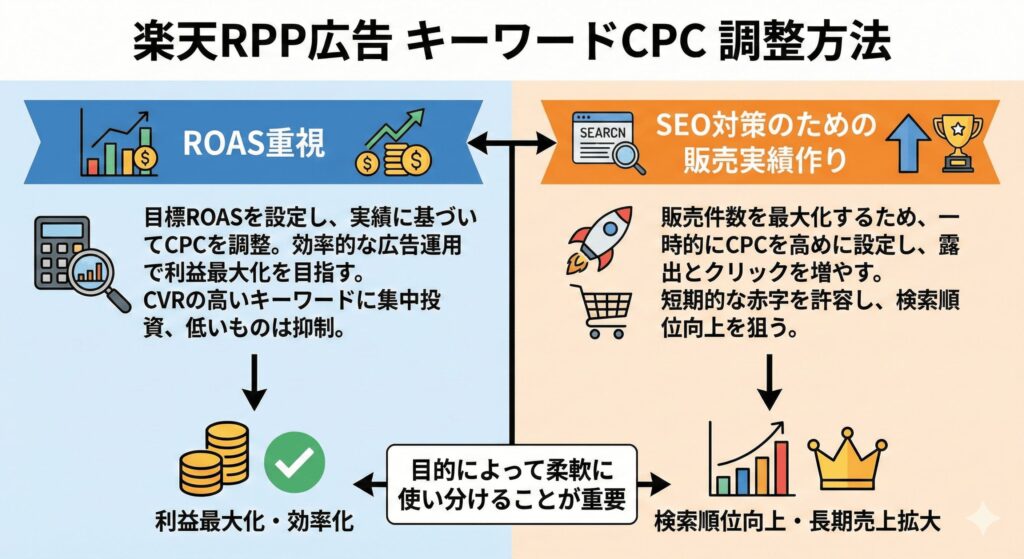 楽天RPP広告のキーワードCPCの調整方法